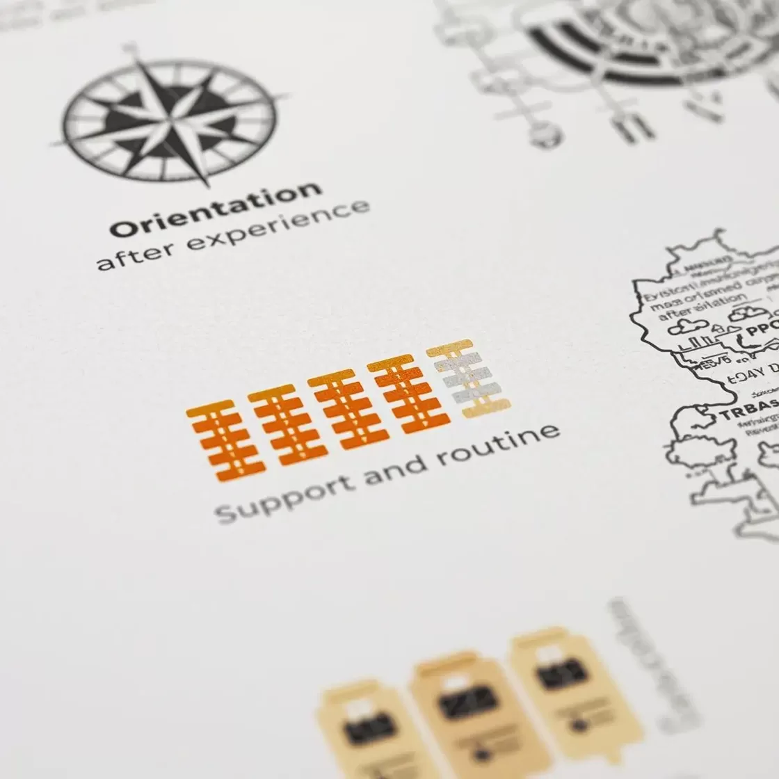 Компас и ряд кирпичей на фоне контура Перу — нейтральная инфографика о зрелой интеграции опыта