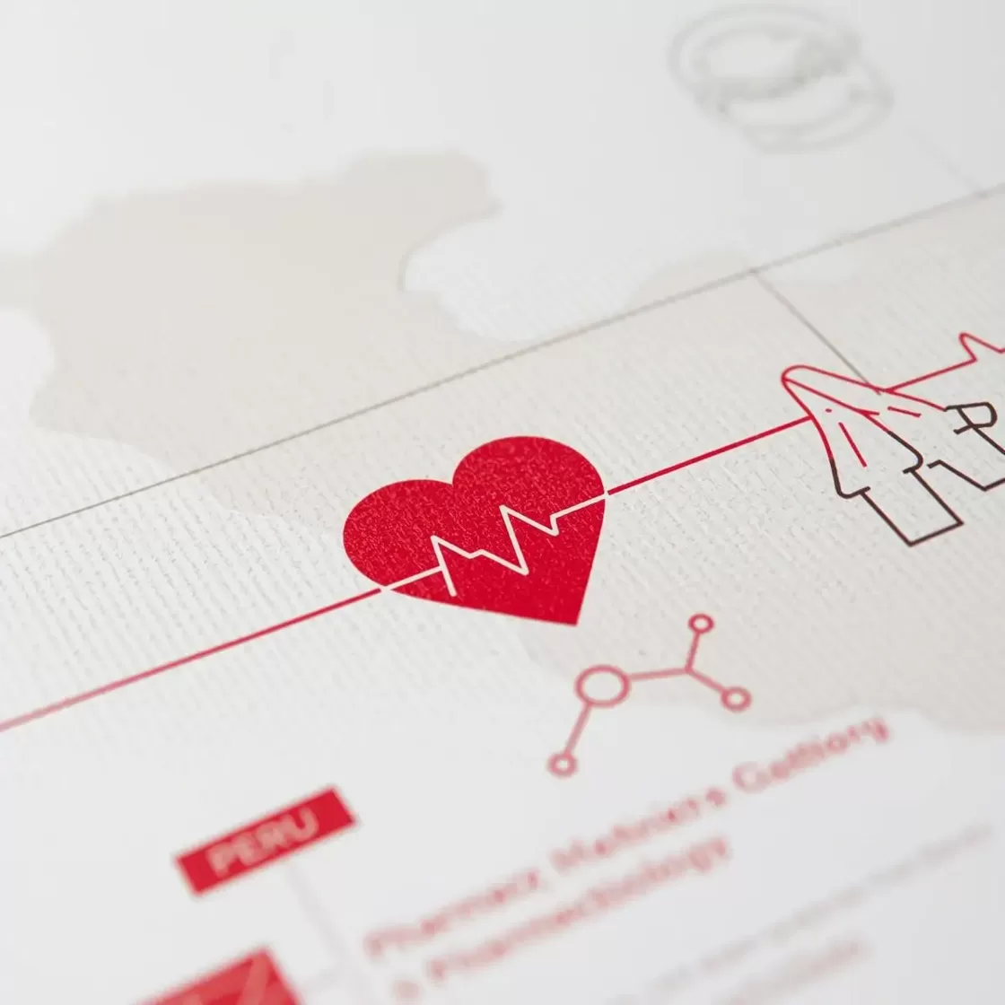 Иконка сердца с кардиограммой предупреждающий знак и контур Перу — нейтральная инфографика о противопоказаниях и рисках для темы аяуаска