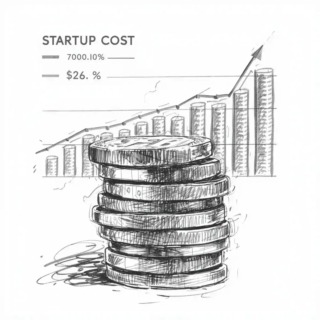 Illustration of startup costs percentage