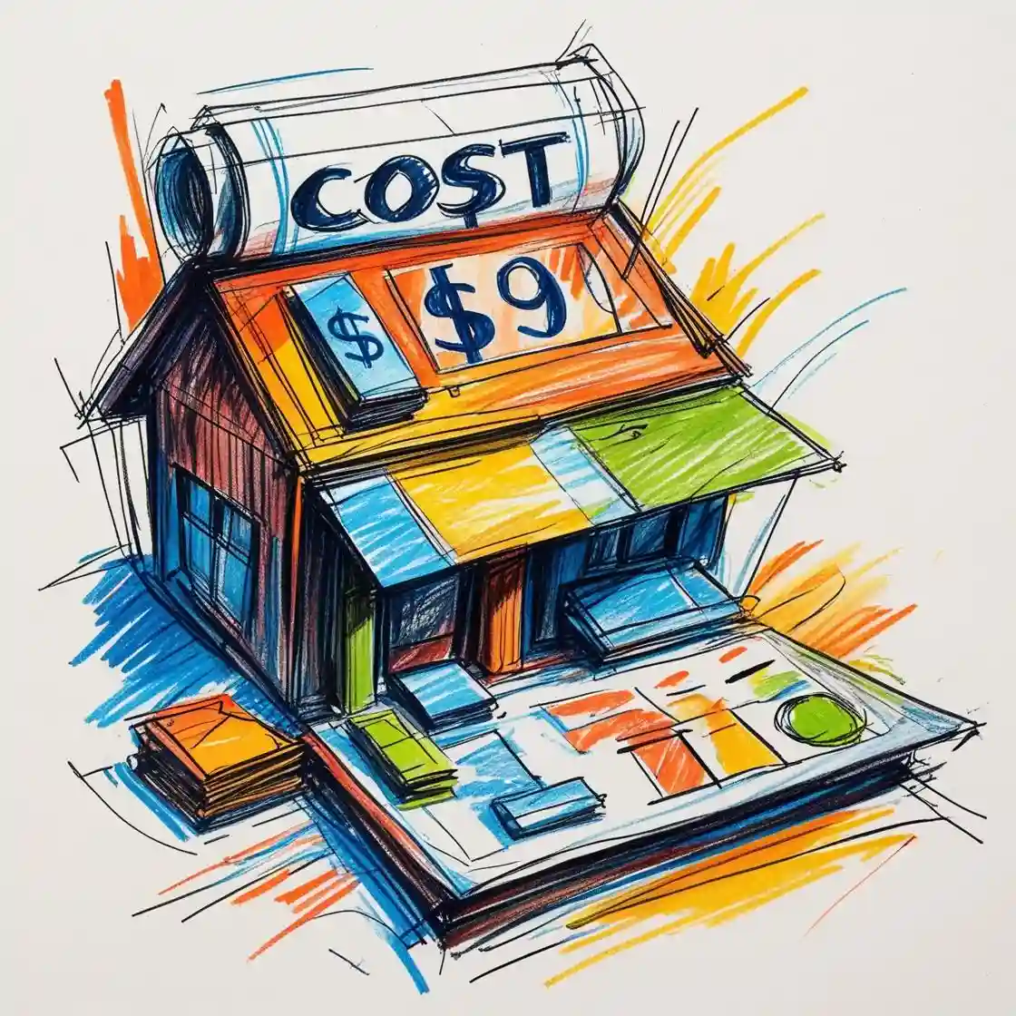 Illustration eines Geschäfts mit Preisschild symbolisiert Kostenstruktur in Peru