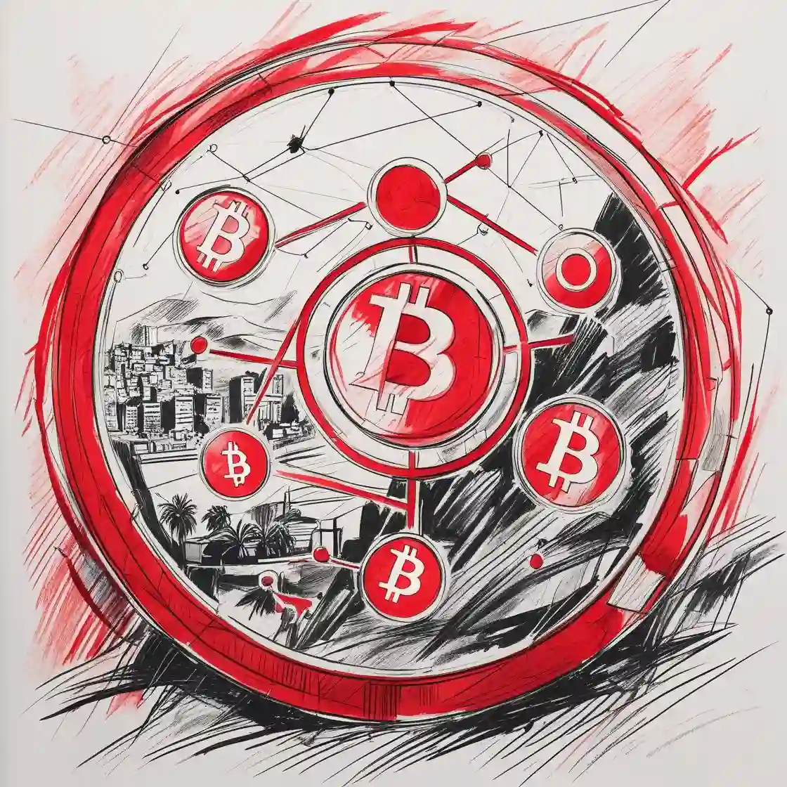 Пиринговая торговля криптовалютой в Перу — P2P-сеть с символами биткоина на фоне города, быстрые сделки без посредников и низкие комиссии